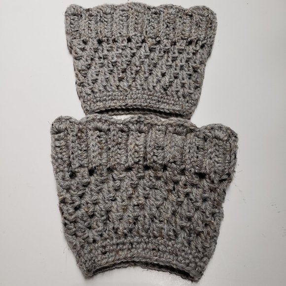 2/$20 cozy soft handmade knit crochet grey womens boot cuffs - Picture 2 of 6